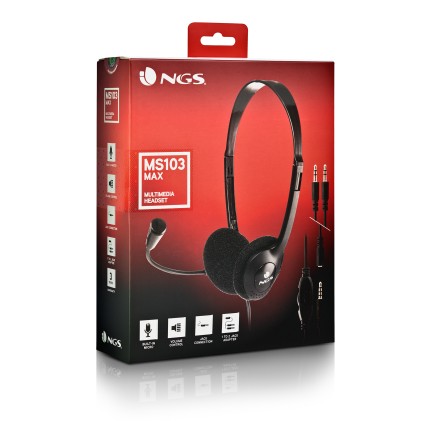 NGS MS103 MAX Auricolare Cablato A Padiglione Musica e Chiamate Nero