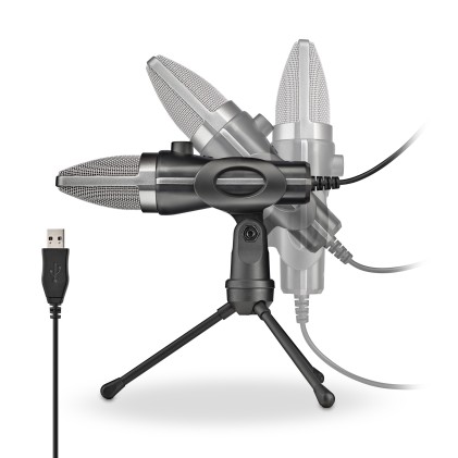 Ngs Ms120 Usb: Microfono Usb Con Supporto Per Treppiede. Ideale Per Pc O Laptop. Suono Chiaro. Regol