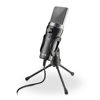 Ngs Ms120 Usb: Microfono Usb Con Supporto Per Treppiede. Ideale Per Pc O Laptop. Suono Chiaro. Regol