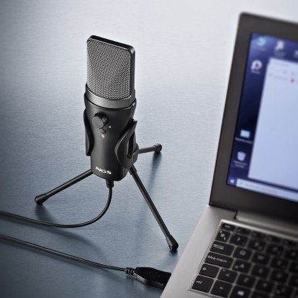 Ngs Ms120 Usb: Microfono Usb Con Supporto Per Treppiede. Ideale Per Pc O Laptop. Suono Chiaro. Regol