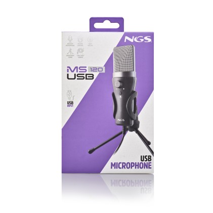Ngs Ms120 Usb: Microfono Usb Con Supporto Per Treppiede. Ideale Per Pc O Laptop. Suono Chiaro. Regol