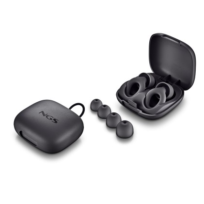 Tappi auricolari NGS Noon per la riduzione del rumore - Silicone - Custodia e 4 inserti auricolari - Neri