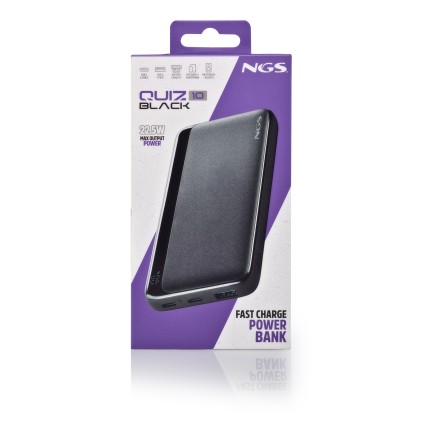 NGS QUIZ 10 Powerbank 10000mAh - 22.5W - PD 3.0 - QC 3.0 - 2x USB-C, 1x USB-A - Color Negro