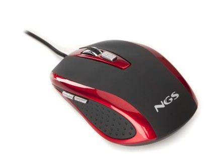 Ngs Mouse Ottico Usb 800-1600Dpi 6 Tasti + Rotella Rivestimento In Gomma Colore Nero Rosso