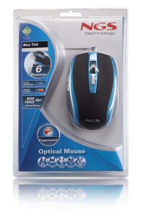 NGS Blue tick mouse Mano destra USB tipo A Ottico 1600 DPI