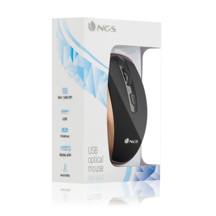 NGS Tick Gold mouse Mano destra USB tipo A Ottico 1600 DPI