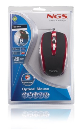 NGS Red tick mouse Mano destra USB tipo A Ottico 800 DPI
