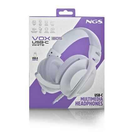 NGS VOX805 USB-C WHITE Auricolare Cablato A Padiglione Musica e Chiamate USB tipo-C Bianco