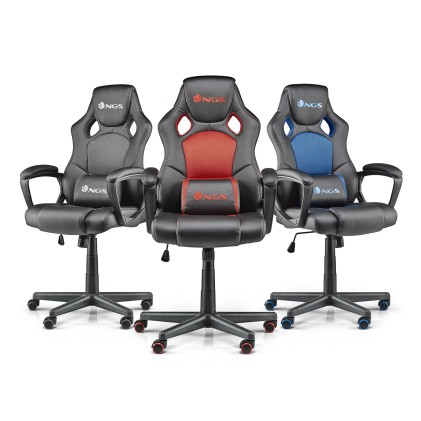 NGS WASP Poltrona per gaming Sedia imbottita tappezzata Nero, Rosso