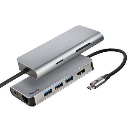 NGS WONDER DOCK 8 USB 2.0 Type-C Argento