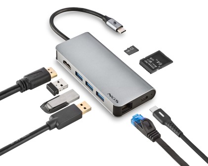 NGS WONDER DOCK 8 USB 2.0 Type-C Argento
