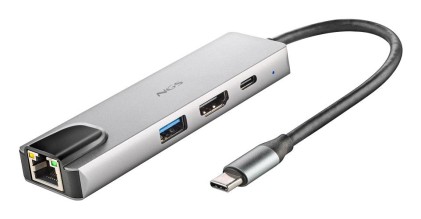 NGS NGS-HUB-0140 hub di interfaccia USB 2.0 Type-C 5000 Mbit/s Alluminio, Nero