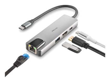 NGS NGS-HUB-0140 hub di interfaccia USB 2.0 Type-C 5000 Mbit/s Alluminio, Nero