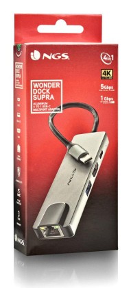 NGS NGS-HUB-0140 hub di interfaccia USB 2.0 Type-C 5000 Mbit/s Alluminio, Nero