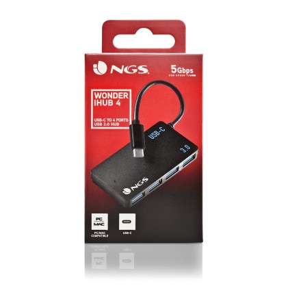 NGS WONDER IHUB4 USB 3.2 Gen 1 (3.1 Gen 1) Type-A 480 Mbit/s Nero