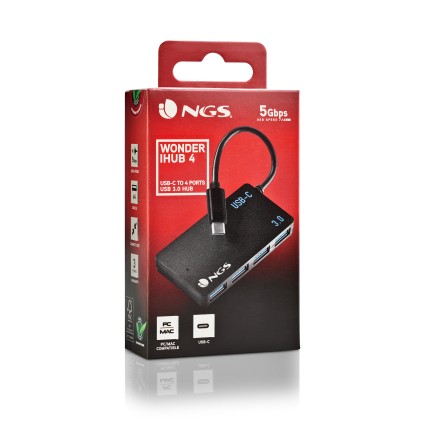 NGS WONDER IHUB4 USB 3.2 Gen 1 (3.1 Gen 1) Type-A 480 Mbit/s Nero