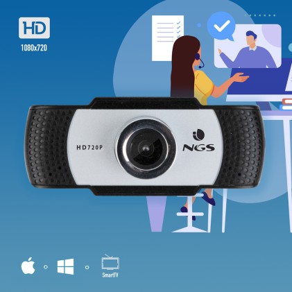 Ngs Webcam Hd 1280X720P, Usb 2.0, Microfono Incorporato, Messa A Fuoco Manuale