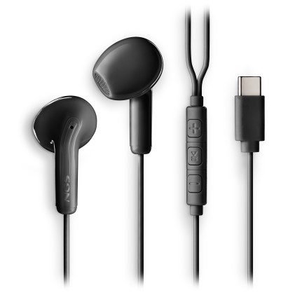 Ngs Cross Glide Black: Auricolari A Bottone Con Microfono E Controllo Del Volume. Pulsante Multifunz