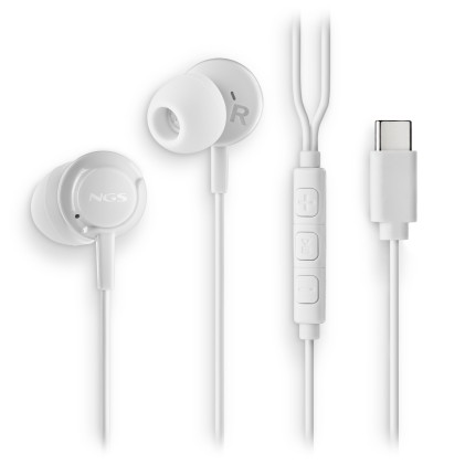 Ngs Cross Step White: Auricolari A Bottone Con Microfono E Controllo Del Volume. Pulsante Multifunzi