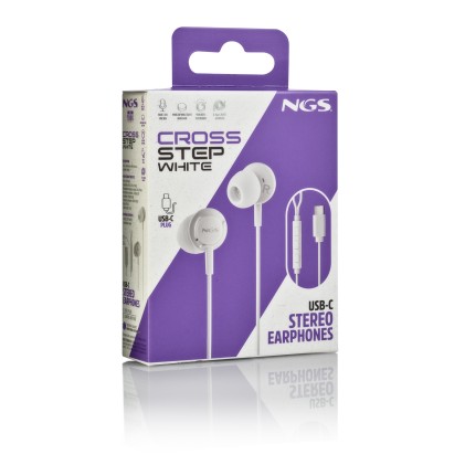 Ngs Cross Step White: Auricolari A Bottone Con Microfono E Controllo Del Volume. Pulsante Multifunzi