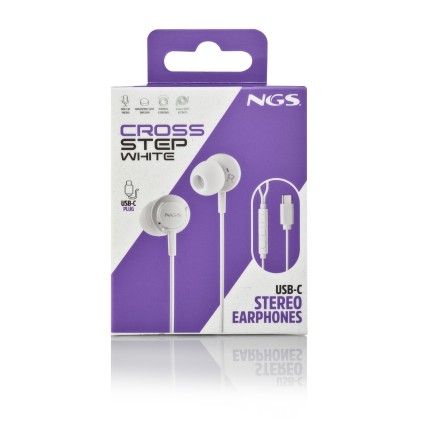 Ngs Cross Step White: Auricolari A Bottone Con Microfono E Controllo Del Volume. Pulsante Multifunzi