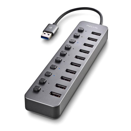Ngs Ihub 10: Hub 10 Porte Usb 3.0. Velocit Di Trasferimento Dati A 5Gbps. Lunghezza Del Cavo: 180 M