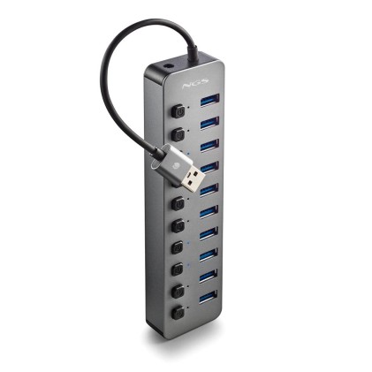 Ngs Ihub 10: Hub 10 Porte Usb 3.0. Velocit Di Trasferimento Dati A 5Gbps. Lunghezza Del Cavo: 180 M