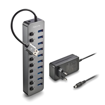 Ngs Ihub 10: Hub 10 Porte Usb 3.0. Velocit Di Trasferimento Dati A 5Gbps. Lunghezza Del Cavo: 180 M