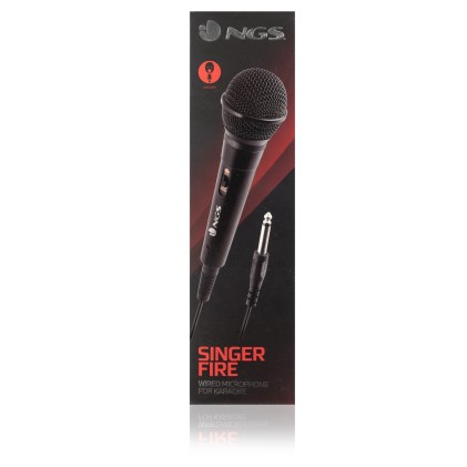 Ngs Singer Fire: Microfono Dinamico, Microfono Con Cavo Da 3 Metri, Connessione Jack 6,3Mm E Pulsant