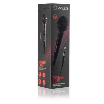 Ngs Singer Fire: Microfono Dinamico, Microfono Con Cavo Da 3 Metri, Connessione Jack 6,3Mm E Pulsant