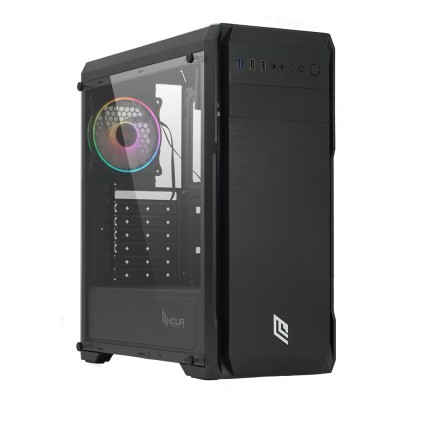 Case Mid-Tower No Psu Noob X3 Blk 1Usb3 2Usb2 Plexiglass Red Fan