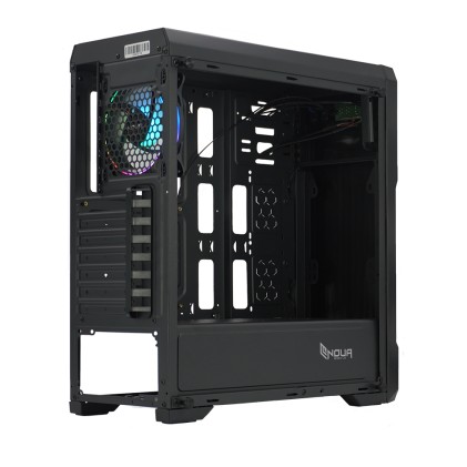 Case Mid-Tower No Psu Noob X3 Blk 1Usb3 2Usb2 Plexiglass Red Fan