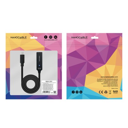 Nanocable 10.01.1311 cavo USB USB 3.2 Gen 1 (3.1 Gen 1) 5 m USB C Nero