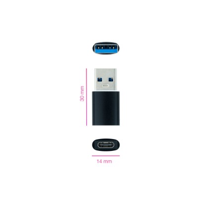 Nanocable 10.02.0012 adattatore per inversione del genere dei cavi USB C USB A Nero