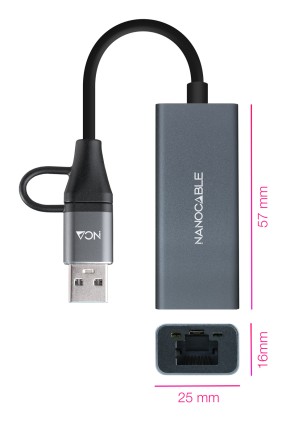 Nanocable 10.03.0411 replicatore di porte e docking station per laptop Cablato USB 3.2 Gen 1 (3.1 Gen 1) Type-C Grigio
