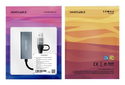 Nanocable 10.03.0411 replicatore di porte e docking station per laptop Cablato USB 3.2 Gen 1 (3.1 Gen 1) Type-C Grigio