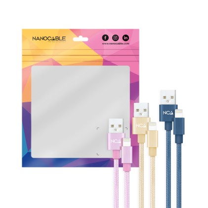 Nanocable 10.10.0401-CO2 cavo Lightning 1 m Blu, Oro, Rosa