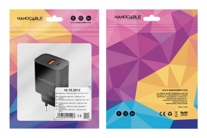 Nanocable 10.10.2012 Caricabatterie per dispositivi mobili Universale Nero AC Ricarica rapida Interno