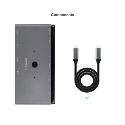 Nanocable 10.12.0003 switch per keyboard-video-mouse (kvm) Grigio