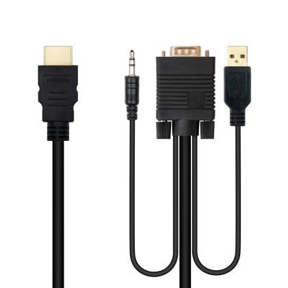 Nanocable 10.15.4350 cavo e adattatore video 1,8 m HDMI tipo A (Standard) VGA (D-Sub) + 3.5mm + USB Type-A