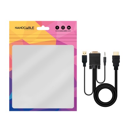 Nanocable 10.15.4350 cavo e adattatore video 1,8 m HDMI tipo A (Standard) VGA (D-Sub) + 3.5mm + USB Type-A