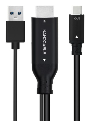 Nanocable 10.15.4354 cavo e adattatore video 1,8 m HDMI + USB Type-A USB tipo-C Nero