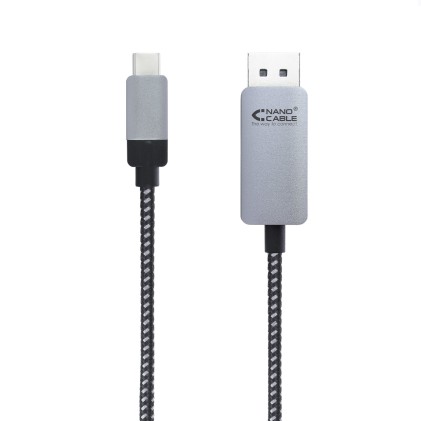 Nanocable 10.15.5002 cavo e adattatore video 1,8 m USB tipo-C DisplayPort Alluminio, Nero