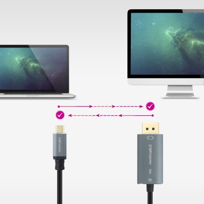 Nanocable 10.15.5022 cavo e adattatore video 2 m USB tipo-C DisplayPort Nero