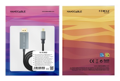 Nanocable 10.15.5022 cavo e adattatore video 2 m USB tipo-C DisplayPort Nero