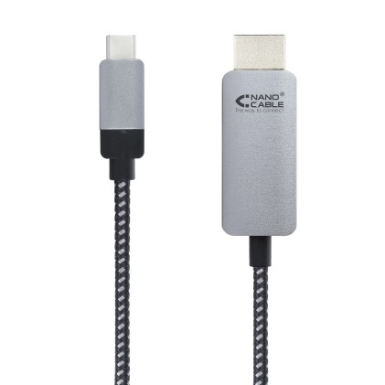 Nanocable 10.15.5102 cavo e adattatore video 1,8 m USB tipo-C HDMI Alluminio, Nero