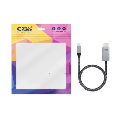 Nanocable 10.15.5103 cavo e adattatore video 3 m USB tipo-C HDMI Alluminio, Nero
