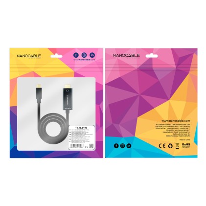 Nanocable 10.15.5105 cavo e adattatore video 5 m USB tipo-C HDMI Nero