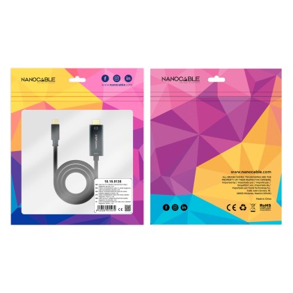 Nanocable 10.15.5135 cavo e adattatore video 5 m USB tipo-C HDMI Nero