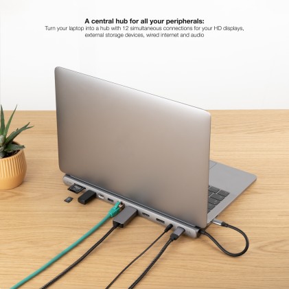 Nanocable 10.16.1012 replicatore di porte e docking station per laptop Cablato USB 3.2 Gen 1 (3.1 Gen 1) Type-C Grigio